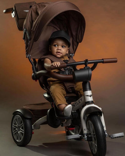 Luxury and Versatility Combined: The White Satin Bentley 6-in-1 Stroller Trike