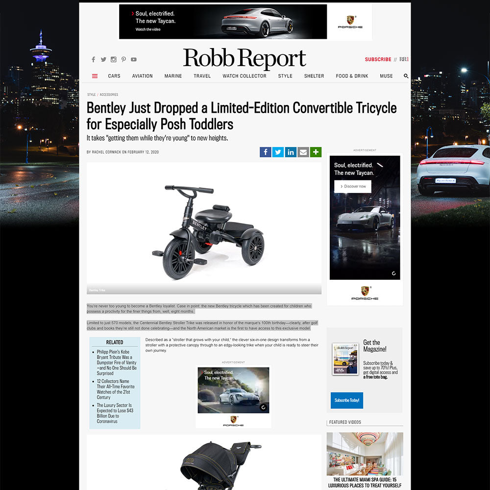 Robb Report showcases the Bentley Trike - BentleyTrike