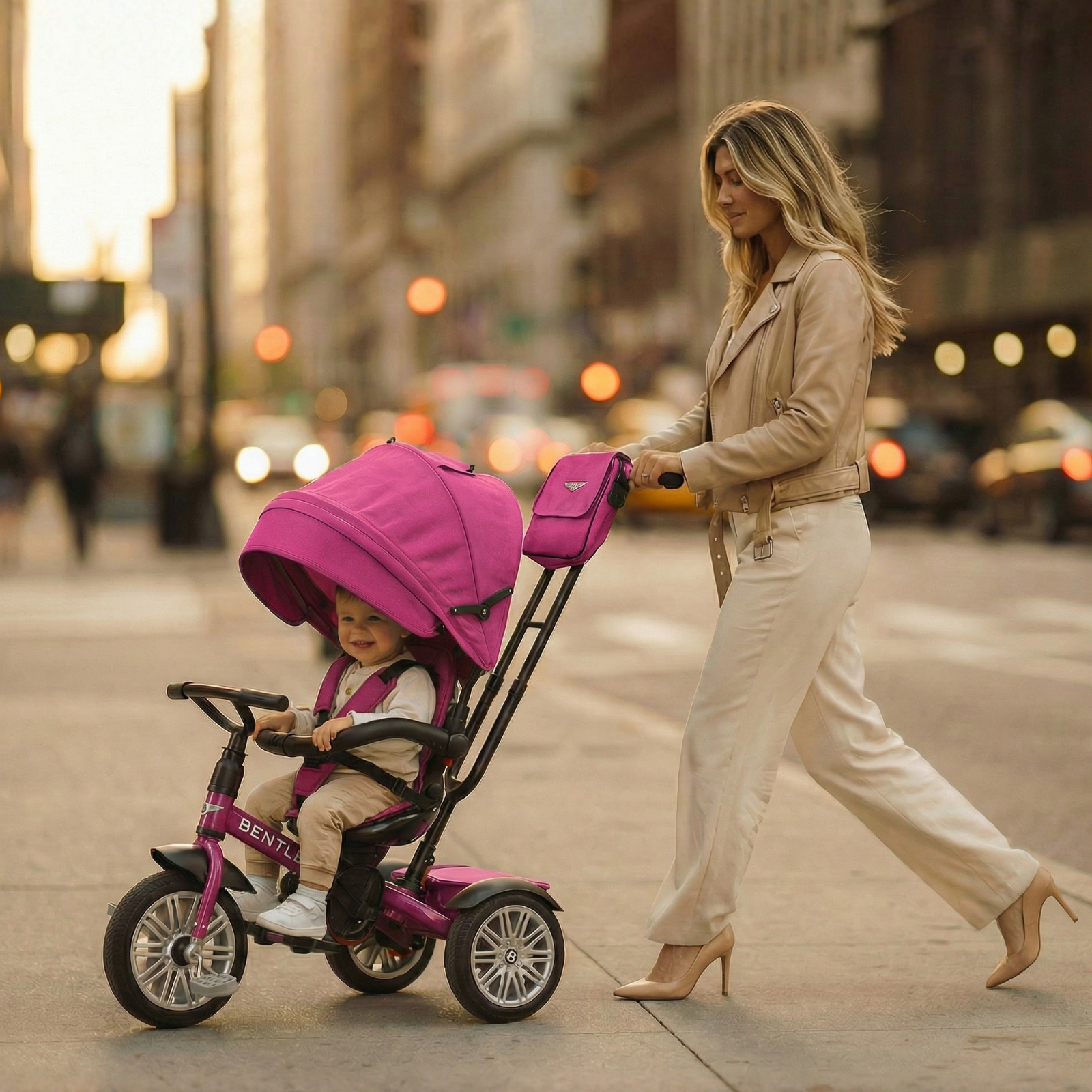 Fuchsia Pink Bentley 6 in 1 Stroller Trike
