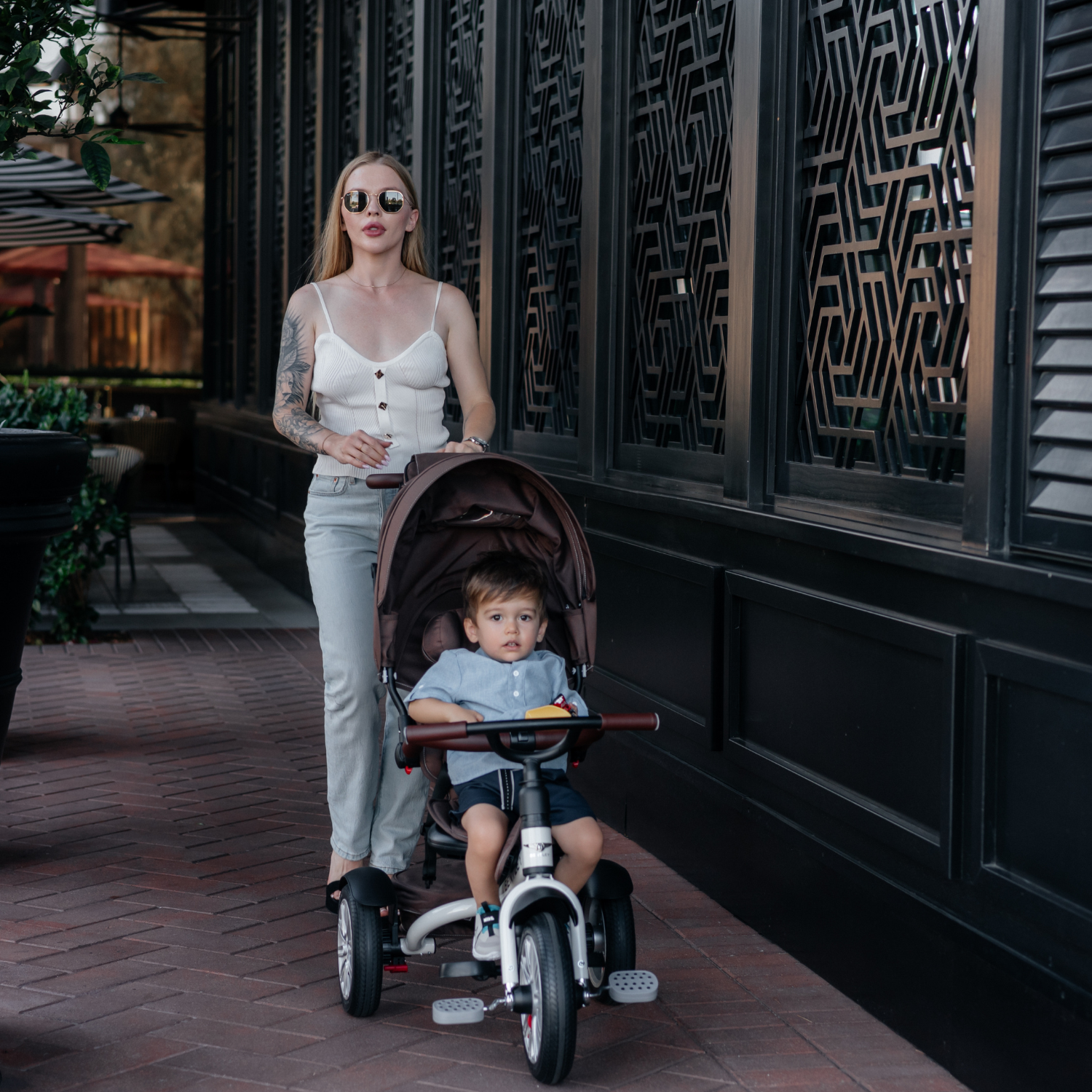 White Satin Bentley 6 in 1 Stroller Trike