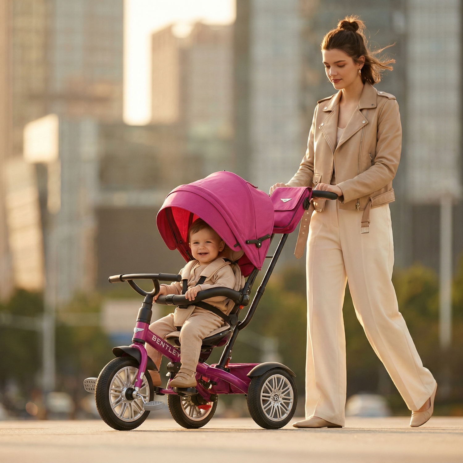 Fuchsia Pink Bentley 6 in 1 Stroller Trike