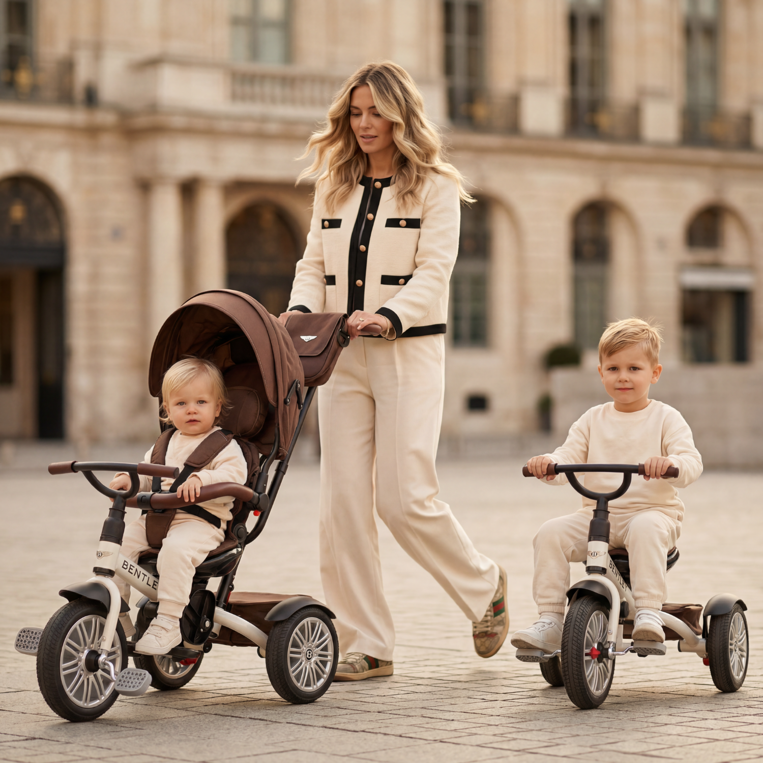 White Satin Bentley 6 in 1 Stroller Trike